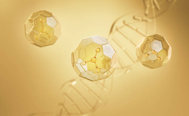 Cosmetic moisturizing liquid Molecule inside Bubble with DNA , Oil serum or lotion 3d illustration.