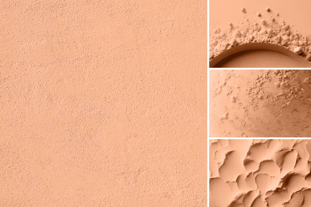 Peach fuzz is color of year 2024. Multiple textures surface in collage toned in fashion blended pink-orange trend-setting colour of the year Peach Fuzz